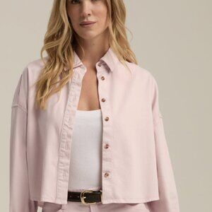 Favorite Daughter NWT THE CROP EX-BOYFRIEND SHIRT in Pale Pink XS MSRP $178